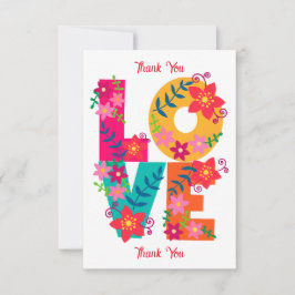 Cartão De Agradecimento Clipe tipográfico AMOR, design floral