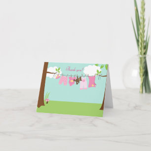 Cartão De Agradecimento Clothesline Baby (Girl) Folded Thank you notes