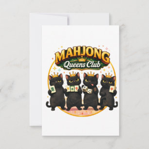 Cartão De Agradecimento Clube das Rainhas do Mahjong Gatos Pretos Fofos