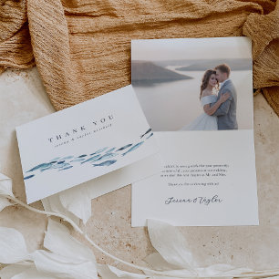 Cartão De Agradecimento Coastal Blue Watercolor Peixe Casamento ou Noivado
