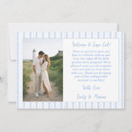 Cartão De Agradecimento Coastal Shell  Blue Wedding Welcome Bag Card Photo
