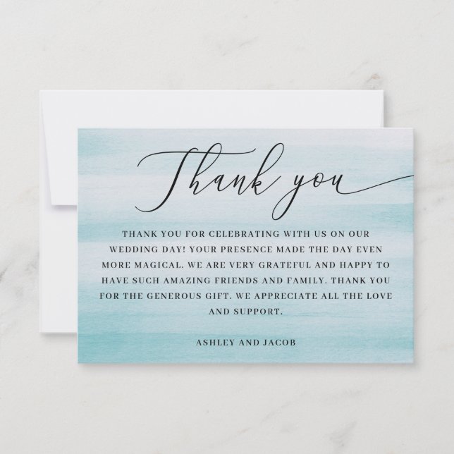 Cartão De Agradecimento Coastal Wedding | Elegant Script Nautical Blue (Frente)