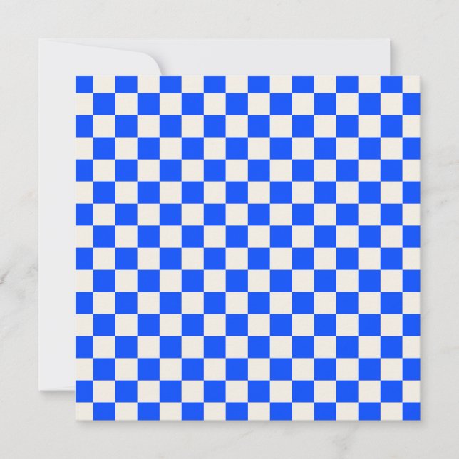 Cartão De Agradecimento Cobalt and cream checkerboard pattern (Frente)