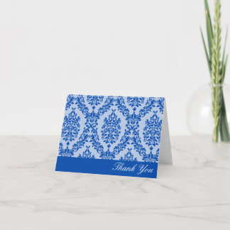 Cartão De Agradecimento Cobalt Damask Obrigado