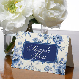 Cartão De Agradecimento Cobertura Floral Francesa Toile Chinoiserie Branco