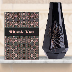 Cartão De Agradecimento Cobre e Preto: Olhar Art Déco Elegante