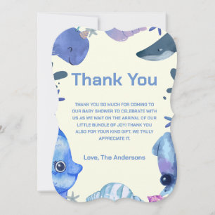 Cartão De Agradecimento Cód. Aquarela Cuta Sob O Mar