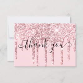 Cartão De Agradecimento Código Promocional Moderno de Gotas de Brilho Rosa