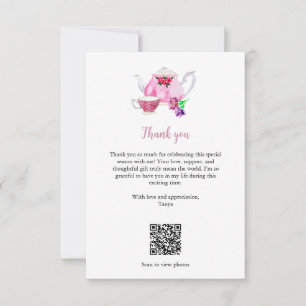 Cartão De Agradecimento Código QR da Festa do Chá Chá Revelação Nupcial 'O