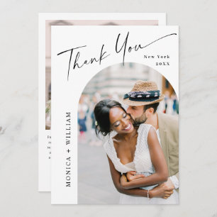 Cartão De Agradecimento Código QR de Foto do Casamento Minimalista Elegant