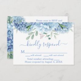 Cartão De Agradecimento Código QR RSVP de Casamento Floral de Hydrangeas R