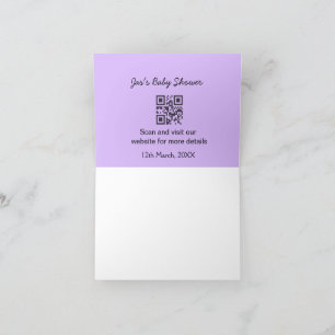 Cartão De Agradecimento Código QR simples roxo para chá de bebê adicionar