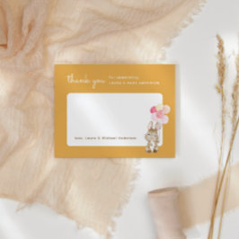 Cartão De Agradecimento Coelhinho com Chá de fraldas Amarelo dos Balões