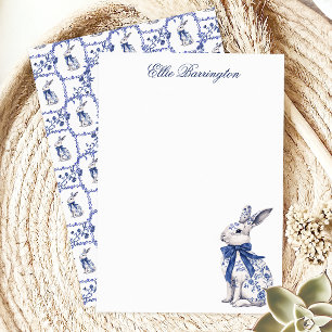 Cartão De Agradecimento Coelho Coelho Azul e Chinoiserie Branca