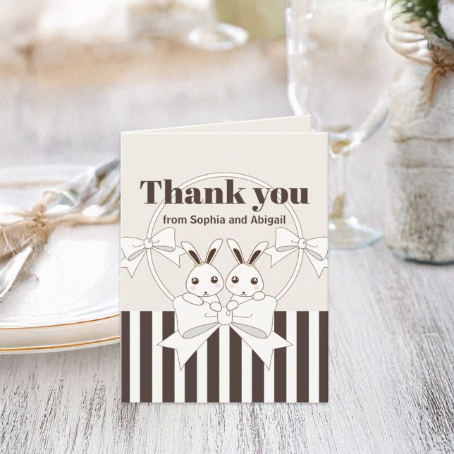 Cartão De Agradecimento Coelho de desenho animado fofo clássico moderno gê (Criador carregado)
