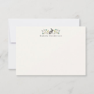 Cartão De Agradecimento Coelho doce pintado em flores