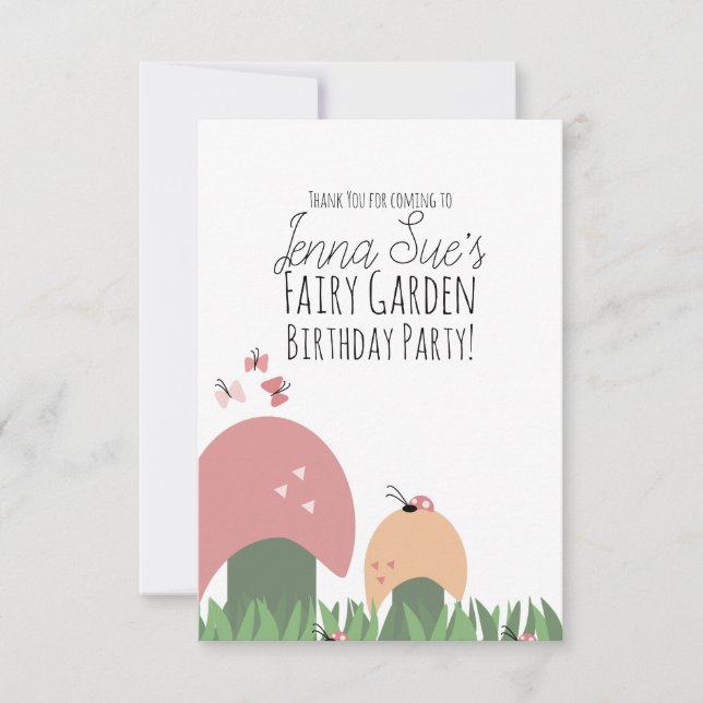 Cartão De Agradecimento Cogumelos De Jardim Láteos Damybugs Borboletas (Frente)