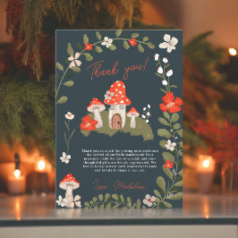 Cartão De Agradecimento Cogumelos silvestres chá de fraldas floral