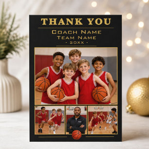 Cartão De Agradecimento Colagem da Equipe do Treinador de Basquete Foto 4