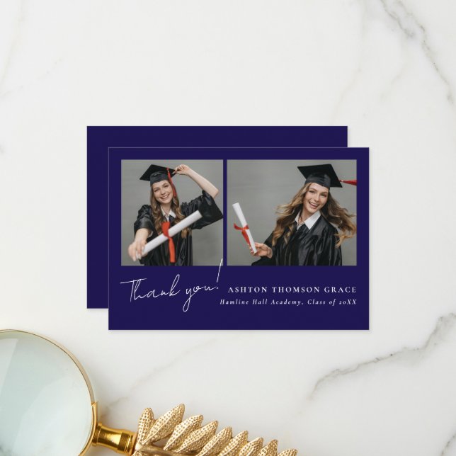 Cartão De Agradecimento Colagem de duas fotos, design moderno (Frente/Verso In Situ)