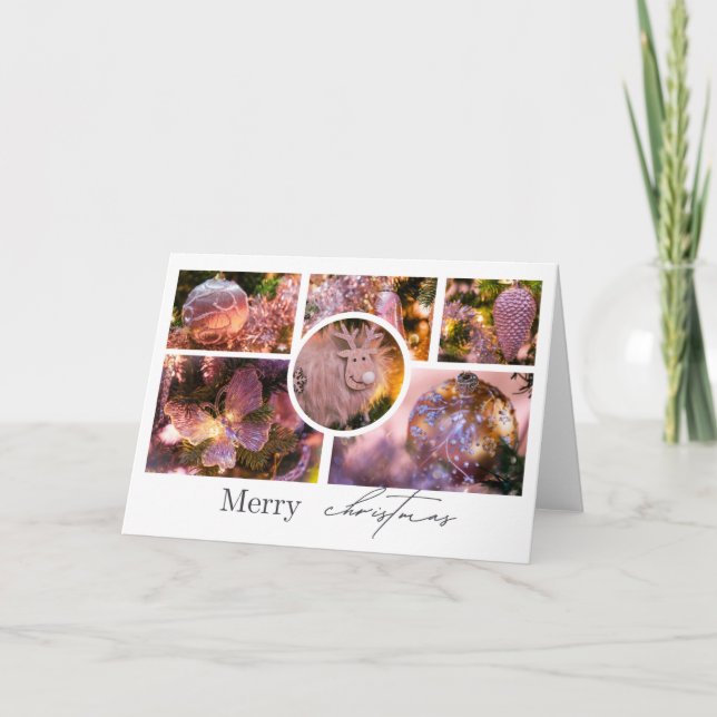 Cartão De Agradecimento Colagem de enfeites de natal nº 2 (Frente)