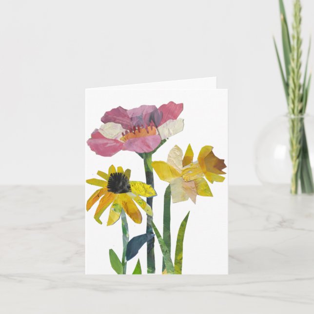 Cartão De Agradecimento Colagem de Flores Mistas (Frente)