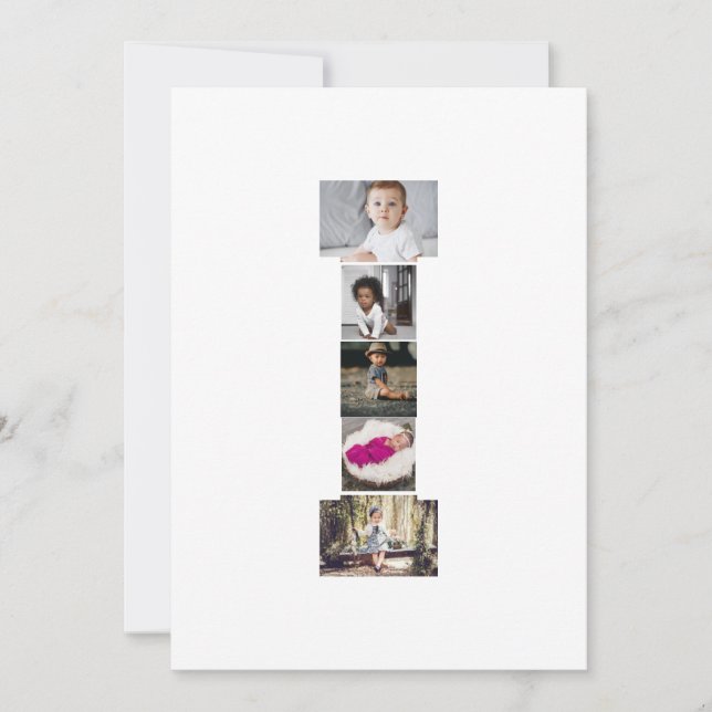 Cartão De Agradecimento Colagem de Fotografias com design Carta I (Frente)