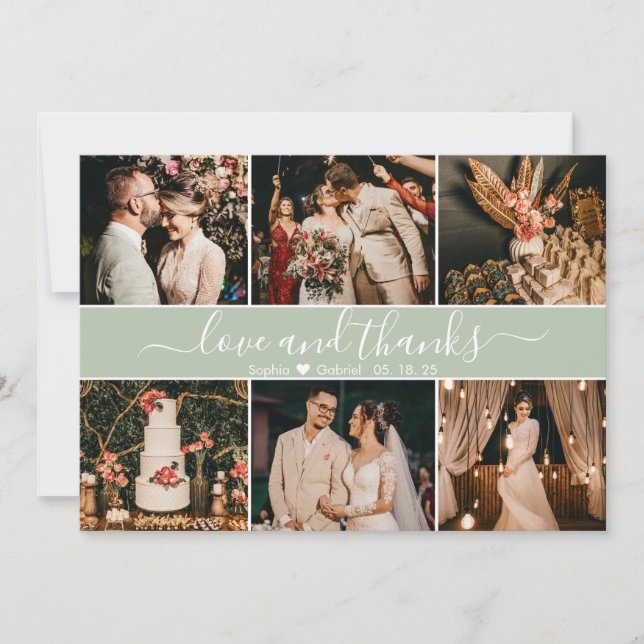 Cartão De Agradecimento Colagem de Fotografias de 6 Elegantes Modernos (Frente)