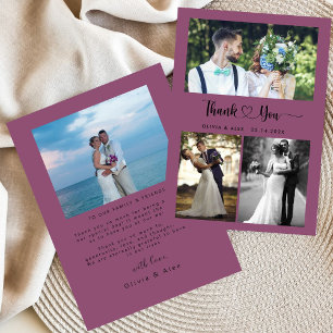 Cartão De Agradecimento Colagem de Fotografias de Casamento de Script de C