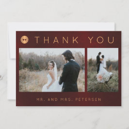 Cartão De Agradecimento Colagem de fotografias de casamento no inverno de