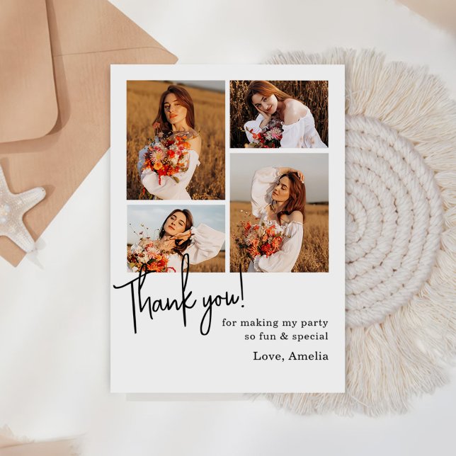 Cartão De Agradecimento Colagem de Fotografias de festa de aniversário (Criador carregado)