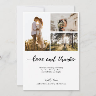 Cartão De Agradecimento Colagem de Fotografias do Casal de Casamento de Am