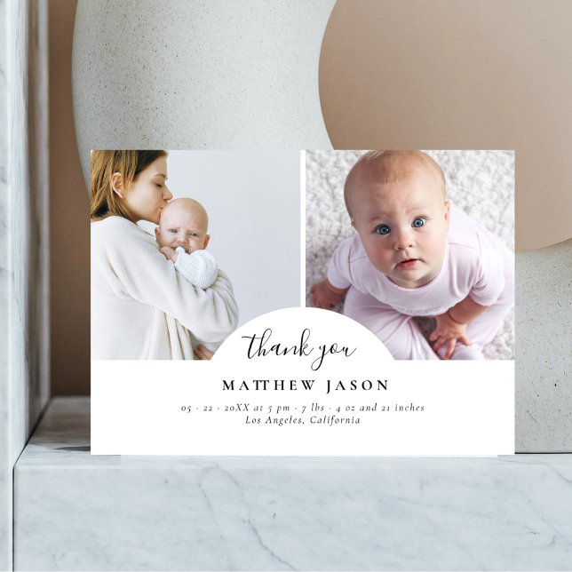 Cartão De Agradecimento Colagem de Fotografias Elegante Na moda 2 Obrigado (Criador carregado)