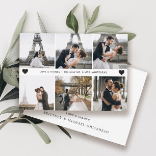 Cartão De Agradecimento Colagem de Fotografias Simples com Letra Mão