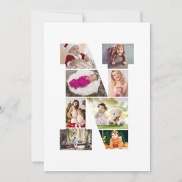 Cartão De Agradecimento Colagem de Fotos com Letra N em Preto e Branco