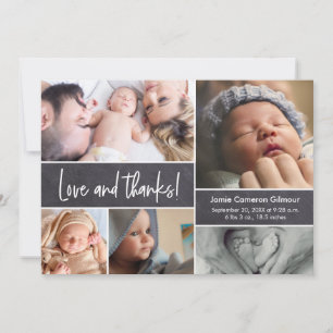 Cartão De Agradecimento Colagem de Fotos com Roteiro de Amor e Agradecimen