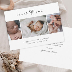 Cartão De Agradecimento Colagem de Fotos de Bebê com Laço Simples