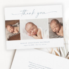 Cartão De Agradecimento Colagem de Fotos de Bebê com Letra Simples