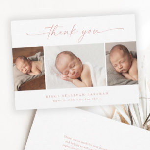 Cartão De Agradecimento Colagem de Fotos de Bebê com Roteiro Simples