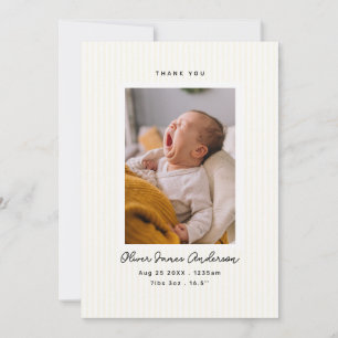 Cartão De Agradecimento Colagem de Fotos de Bebê Moderna Listras de Agrade