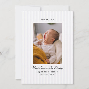 Cartão De Agradecimento Colagem de Fotos de Bebê Moderna Listras de Agrade