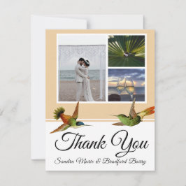 Cartão De Agradecimento Colagem de fotos de casamento de beija-flor elegan