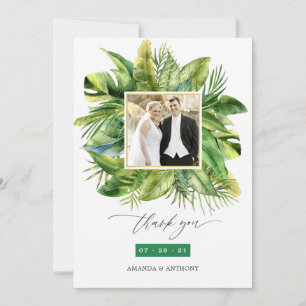 Cartão De Agradecimento Colagem de Fotos de Casamento de Praia Tropical de