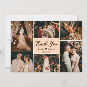 Cartão De Agradecimento Colagem de Fotos de Casamento de Script Manuscrito