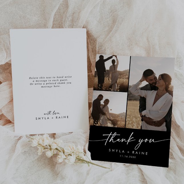 Cartão De Agradecimento Colagem de Fotos de Casamento EDITABLE Boho Chic C (Criador carregado)