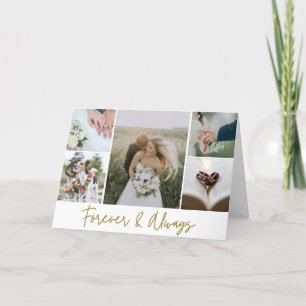 Cartão De Agradecimento Colagem de Fotos de Casamento Elegante Agradecimen