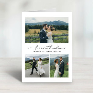 Cartão De Agradecimento Colagem de Fotos de Casamento Moderno de Obrigados