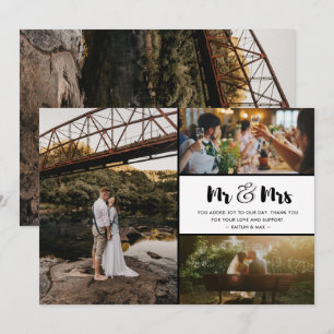 Cartão De Agradecimento Colagem de Fotos de Casamento Sr e Sra Obrigado