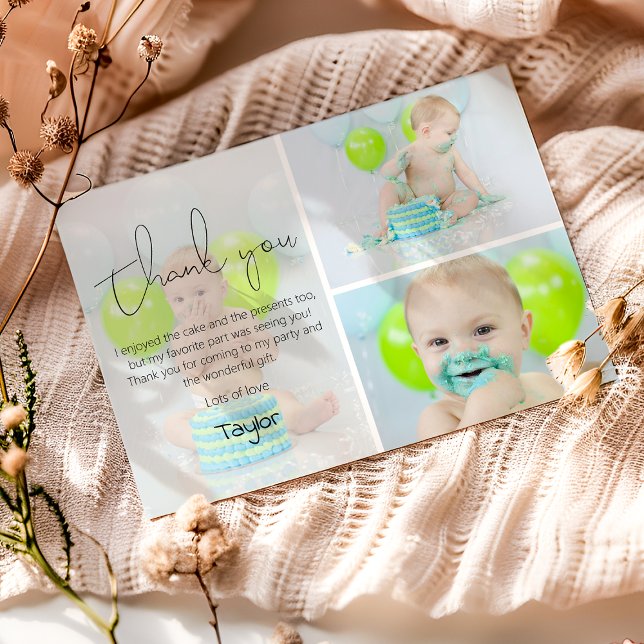 Cartão De Agradecimento Colagem de Fotos de Crianças Modernas (Criador carregado)