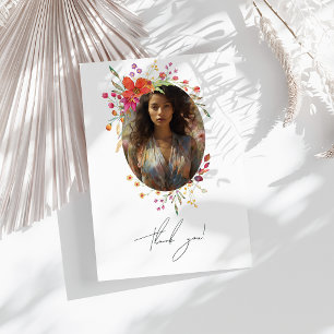 Cartão De Agradecimento Colagem de Fotos de Formatura com Flores Silvestre